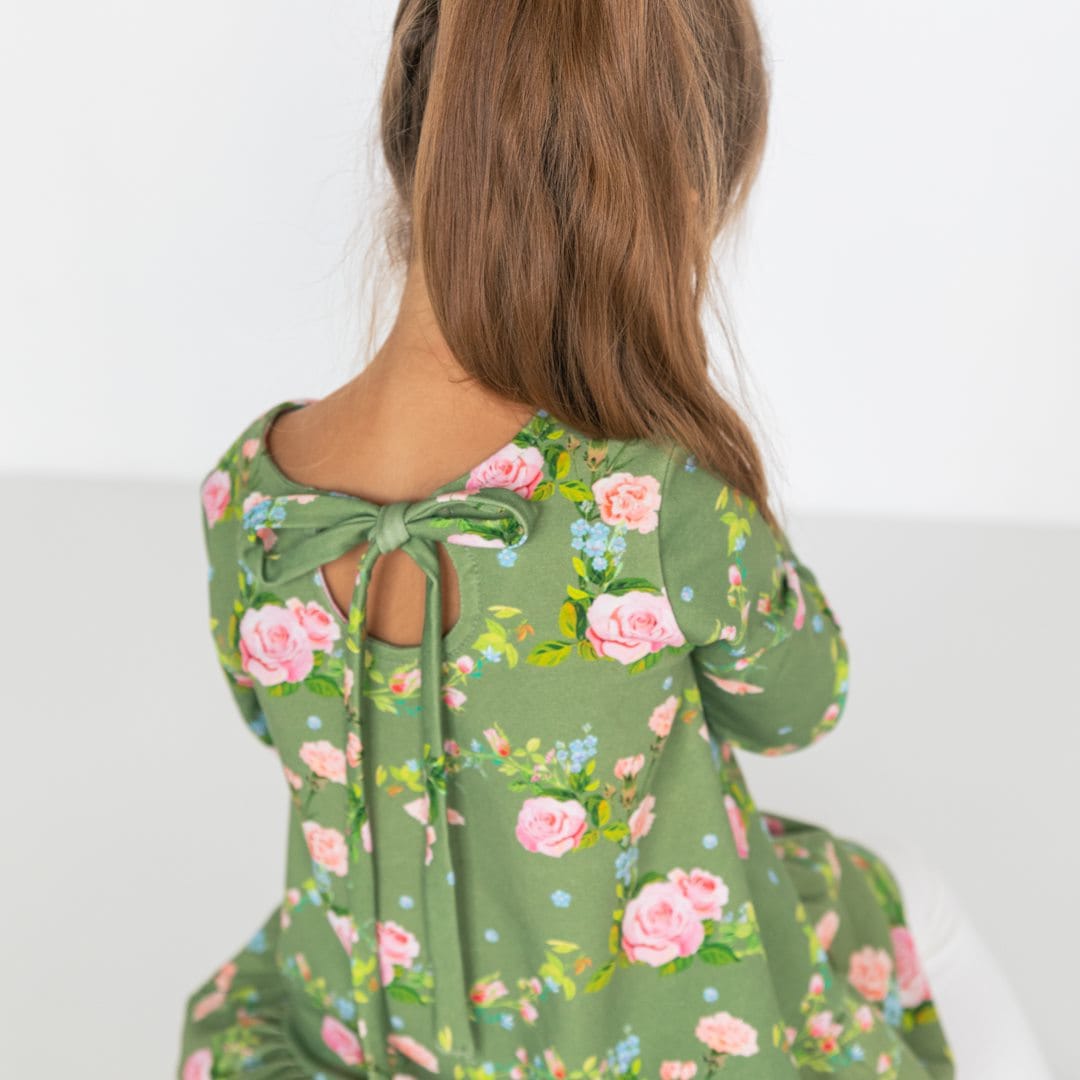 Sukienka kwitnące kwiaty zieleń- JESIEŃ/22